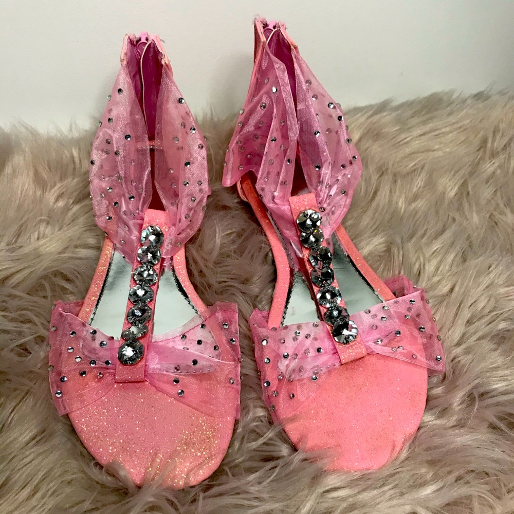 Pink glitter diamond/ rhinestones sandals heels
